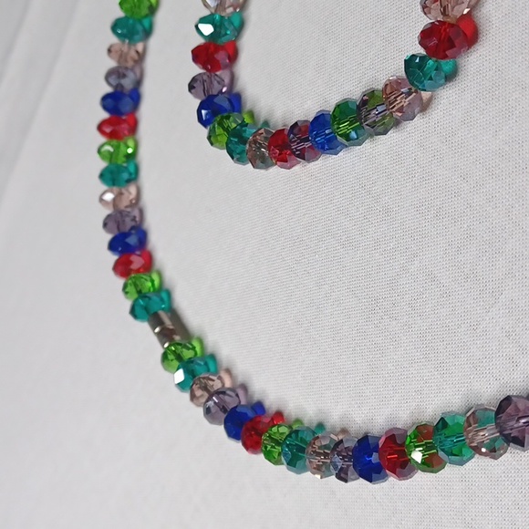 #1016 Multicolor Bead Necklace & Bracelet Set - Picture 2 of 2